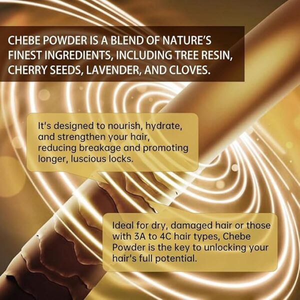 Chebe Powder for Hair Growth, Chebe Powder for Hair Growth,Chebe Hair Powder For Hair Thicker and Longer Hair All Hair Types (2PCS) - Image 5