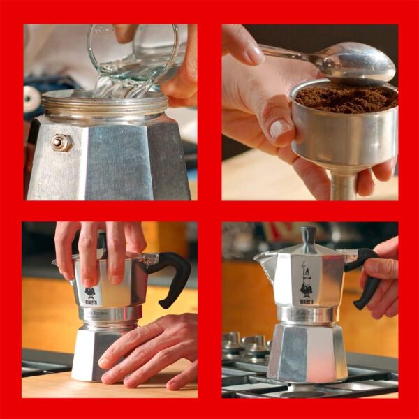 Bialetti - Moka Express: Iconic Stovetop Espresso Maker, Makes Real Italian Coffee, Moka Pot 3 Cups (4.3 Oz - 130 Ml), Aluminium, Silver - Image 5