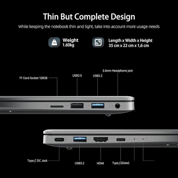 AOC Laptop, lntel N97, Up to 3.6 GHz, 16 GB DDR4, 512 GB SSD (Supports Extension 2 TB), 15.6 Inch Notebook Gaming, Win 11 Computer, Metal Housing, 180° Rotation, HDMI, WiFi - Image 5