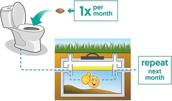 Septic Tank Treatment - 1 Year Supply of Dissolvable Easy Flush Live Bacteria Packets (12 Count) - Best Way to Prevent Expensive Sewage Backups - MADE IN USA