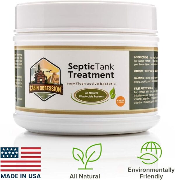 Septic Tank Treatment - 1 Year Supply of Dissolvable Easy Flush Live Bacteria Packets (12 Count) - Best Way to Prevent Expensive Sewage Backups - MADE IN USA