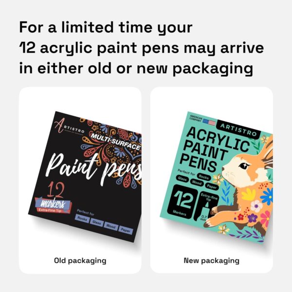 ARTISTRO 12 Acrylic Paint Pens, Art Set Acrylic Paint Markers, Fabric Markers for Textile, Canvas, Rock, Glass, Wood, Paper, Pumpkin, DIY, Paint Markers for Kids and Adults (Extra Fine Tip) - Image 6