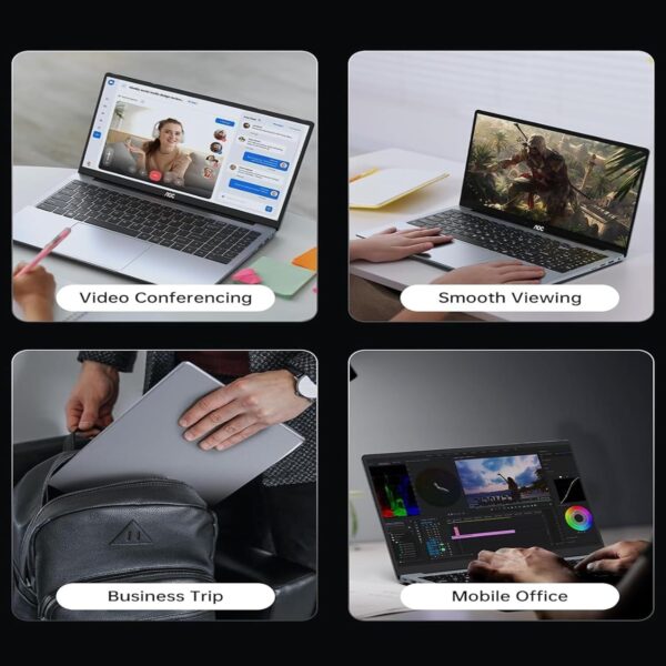AOC Laptop, lntel N97, Up to 3.6 GHz, 16 GB DDR4, 512 GB SSD (Supports Extension 2 TB), 15.6 Inch Notebook Gaming, Win 11 Computer, Metal Housing, 180° Rotation, HDMI, WiFi - Image 3