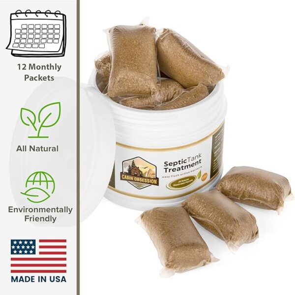 Septic Tank Treatment - 1 Year Supply of Dissolvable Easy Flush Live Bacteria Packets (12 Count) - Best Way to Prevent Expensive Sewage Backups - MADE IN USA - Image 6