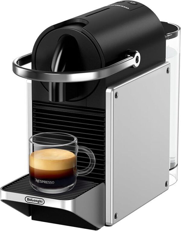 De'Longhi Nespresso Pixie EN127.S, Fully Automatic Coffee Machine, One-Button Coffee Machine with Multi-Function, Welcome Set Included, Compact Design, 19 Bar Pressure, 1260W, Silver