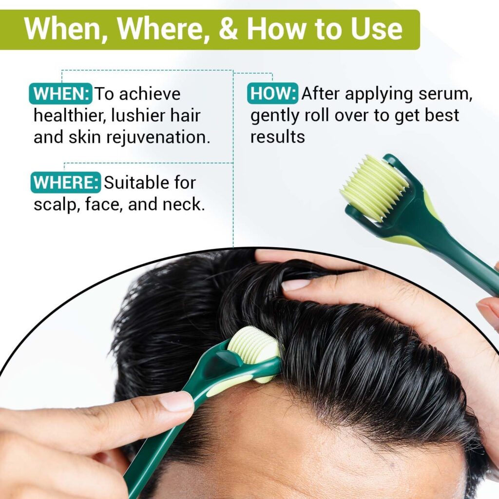 Sotrue Epifine Derma Roller For Hair Growth 0.5 mm With 540 Medical Grade Stainless Steel Needles Repairs Damaged Hair, Hair Fall Hair Thickening Reduces Acne Scars Safe Effective To Use