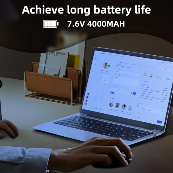 14 Inch Silver Laptop, FHD IPS Display, Celeron J4125, 8GB DDR4, 128GB SSD, [Win 11 Pro & Office 365], Ultra Thin, 180° Opening, USB 3.0, BT, Perfect for Study and Work (128GB)