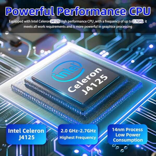 14 Inch Silver Laptop, FHD IPS Display, Celeron J4125, 8GB DDR4, 128GB SSD, [Win 11 Pro & Office 365], Ultra Thin, 180° Opening, USB 3.0, BT, Perfect for Study and Work (128GB) - Image 5