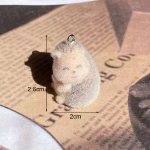 20Pcs 3D Cute Cartoon Flocking Hedgehog Charms Plush Mini Animal Resin Pendant For Bag Keychain Earrings DIY Crafts Jewelry Make - Image 3