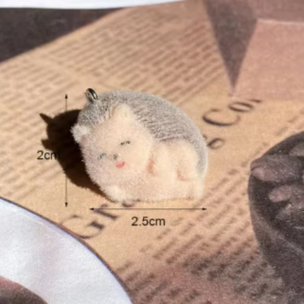 20Pcs 3D Cute Cartoon Flocking Hedgehog Charms Plush Mini Animal Resin Pendant For Bag Keychain Earrings DIY Crafts Jewelry Make - Image 4