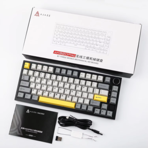 Ajazz AK820 Pro Gaming Mechanical Keyboard Bluetooth/ Wireless/Wired Customized Keyboard with TFT Color Screen Knob 136 Keycaps