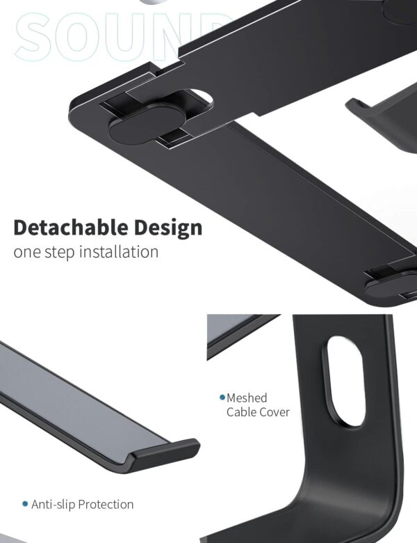 Soundance Aluminum Laptop Stand for Desk Compatible with Mac MacBook Pro Air Apple Notebook, Portable Holder Ergonomic Elevator Metal Riser for 10 to 15.6 inch PC Desktop Computer, LS1 Black - Image 4