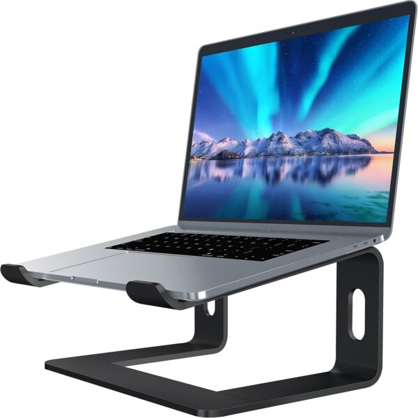 Soundance Aluminum Laptop Stand for Desk Compatible with Mac MacBook Pro Air Apple Notebook, Portable Holder Ergonomic Elevator Metal Riser for 10 to 15.6 inch PC Desktop Computer, LS1 Black - Image 8