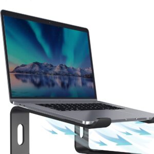 Soundance Aluminum Laptop Stand for Desk Compatible with Mac MacBook Pro Air Apple Notebook, Portable Holder Ergonomic Elevator Metal Riser for 10 to 15.6 inch PC Desktop Computer, LS1 Black
