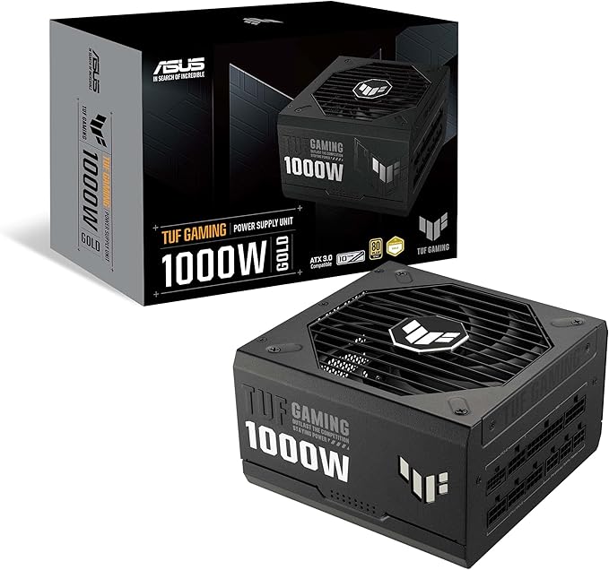 TUF Gaming 1000W Gold (1000 Watt, ATX 3.0 Compatible Fully Modular Power Supply, 80+ Gold Certified, Military-Grade Components, Dual Ball Bearing, Axial-tech Fan, PCB Coating