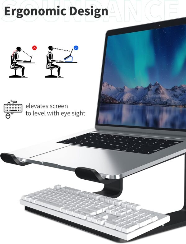 Soundance Aluminum Laptop Stand for Desk Compatible with Mac MacBook Pro Air Apple Notebook, Portable Holder Ergonomic Elevator Metal Riser for 10 to 15.6 inch PC Desktop Computer, LS1 Black - Image 6