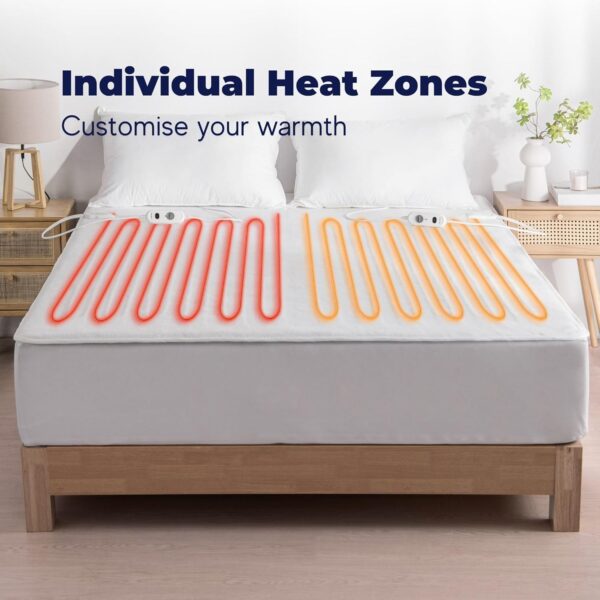 Dreamaker Dual Control Washable Fitted Electric Blanket 3 Heat Setting Safety Overheat Protection Machine Washable Underblanket White Queen - Image 8