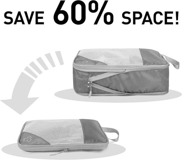 9pcs Compression Packing Cubes Set, Ultralight Expandable Travel Organizers for Carry on Luggage,Waterproof Cubes,Travel Packing Cubes for Suitcases (Grey) - Image 5