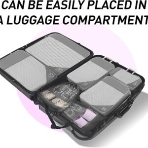9pcs Compression Packing Cubes Set, Ultralight Expandable Travel Organizers for Carry on Luggage,Waterproof Cubes,Travel Packing Cubes for Suitcases (Grey)